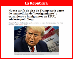 Alonso Cárdenas (UARM) analiza el impacto de la política migratoria de Trump y destaca el enfoque crítico de la carrera de Ciencia Política UARM.